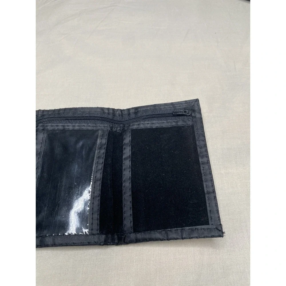 Y2K Nike Black Velvet Trifold Wallet Red Check Minimalist Athletic Streetwear